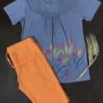 ست تیشرت شلوارک پنبه زنانه و دخترانه گندم کد ۲۸۰۷