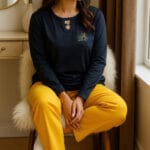 ست بلوز شلوار نخ پنبه نگارین