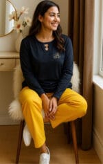 ست بلوز شلوار نخ پنبه نگارین