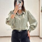 شومیز ساتن قواره دار طرح پلنگی نیلسا کد 3155