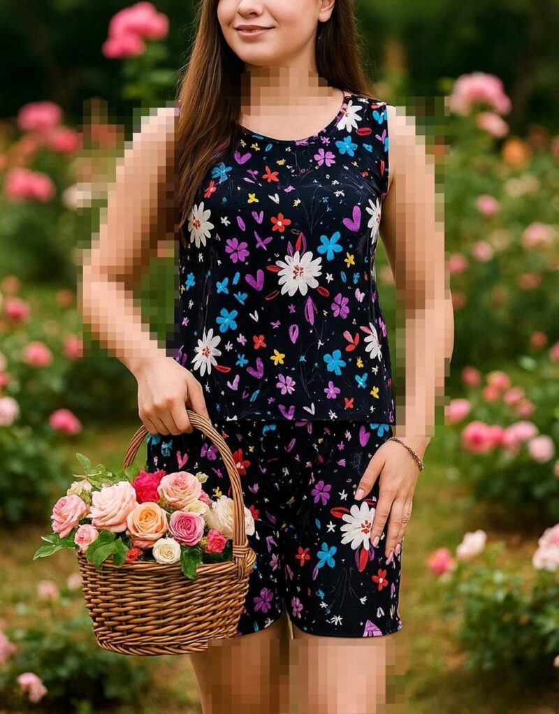 ست تاپ شلوارک نخی مانلی - Image 1