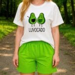 ست تیشرت شلوارک پنبه آووکادو