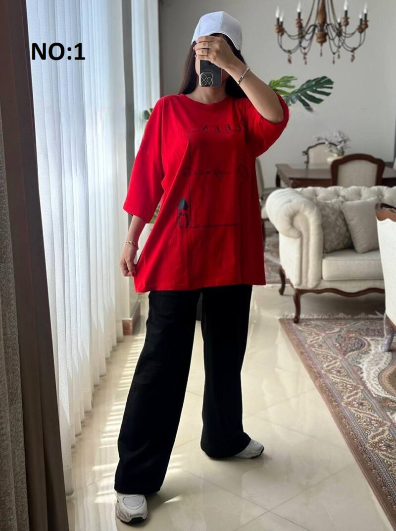 ست تیشرت لانگ و شلوار بگی پارادایس