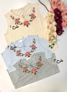 تاپ پنبه راهراه گلدوزی طنین - Image 10
