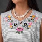 تاپ پنبه راهراه گلدوزی طنین